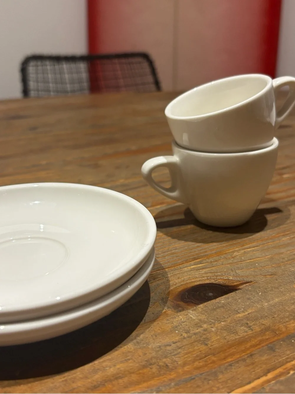 Classic White Ceramic Espresso Cup & Saucer Set - 2 Pack